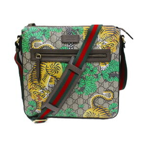 GUCCI Bengal Tiger Shoulder Bag Brown Leather